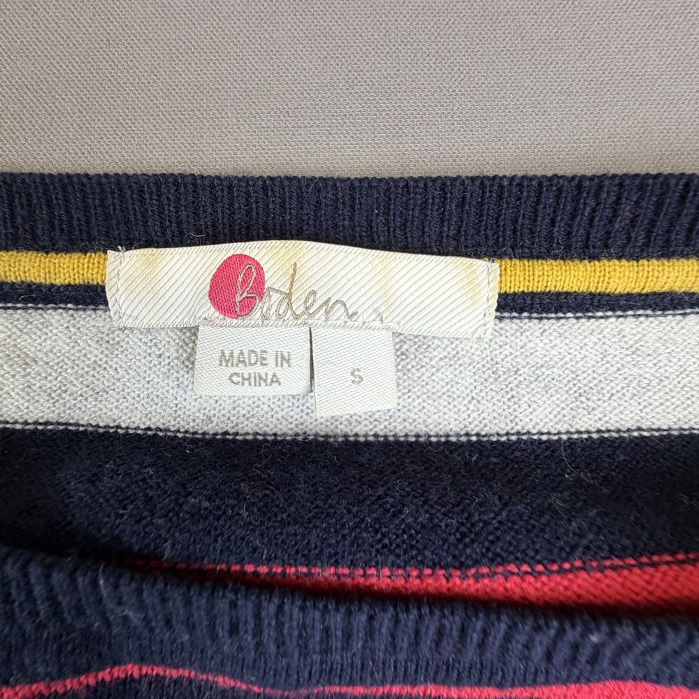 Boden Sweater Womens Small Multicolor Stripe Crewneck Balloon Sleeve Wool Knit - Picture 2 of 10